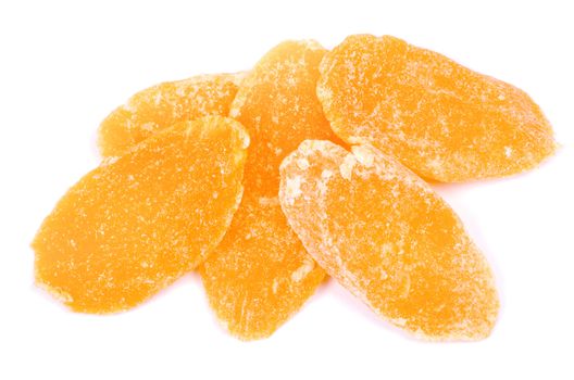 Dried mango on white background