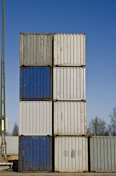 Cargo Containers towards blue sky