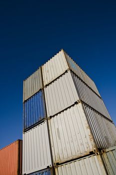 Cargo Containers towards blue sky