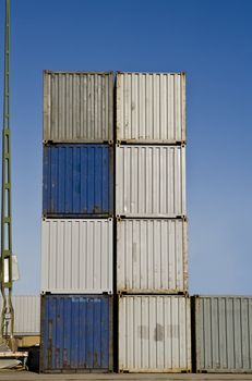 Cargo Containers towards blue sky