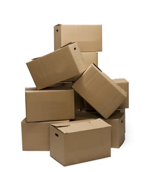 Stack of Cardboard Boxes isolated on white background