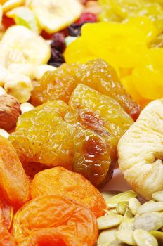 dried fruits and nuts close up