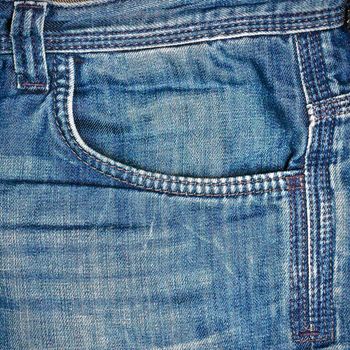 Detailed image of the pocket of denim jeans