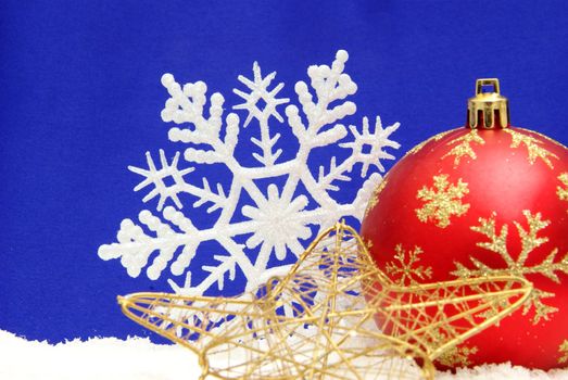Christmas decoration over blue background