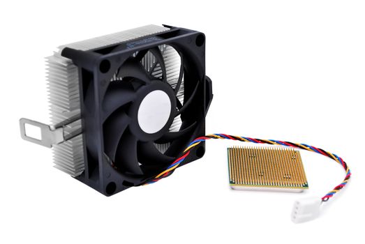 cooler and cpu  on white background