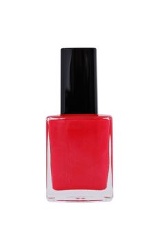 red nail polish on white background