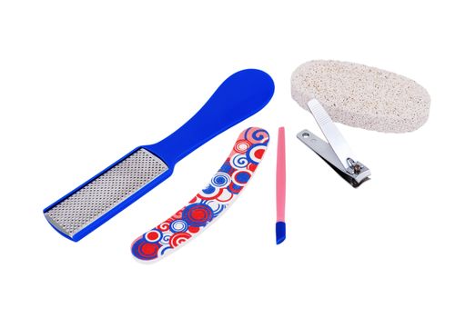 pedicure set on a white background