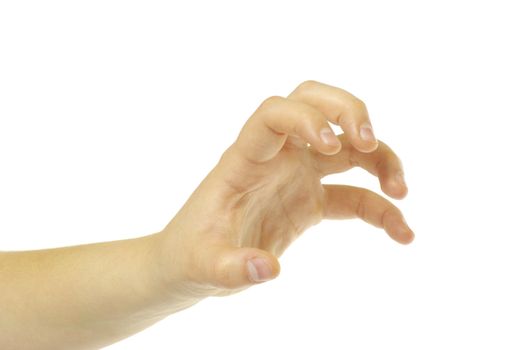 human hand take over on white white background