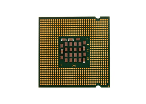 CPU closeup on white background