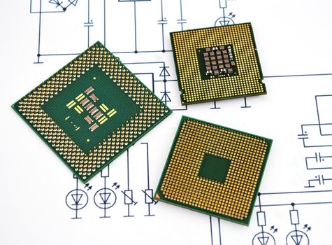 Wiring Diagram and three CPUs. close-up