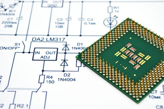 Wiring Diagram and CPU. close-up