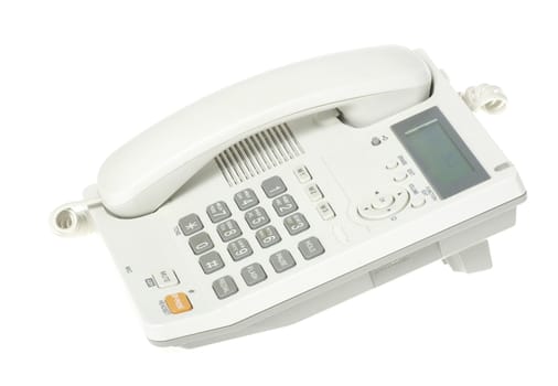 white office telephone on a white  background