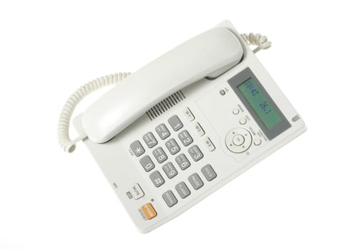 white office telephone on a white  background