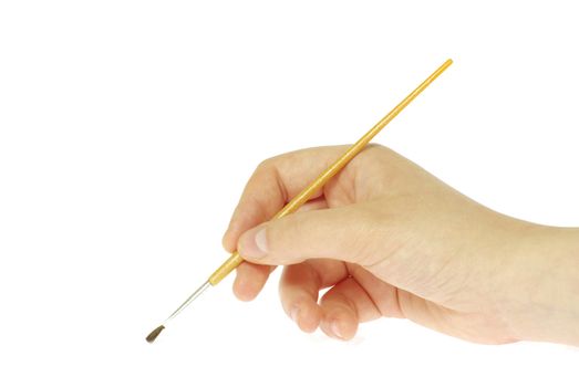 Isolated photo of a brush in a hand