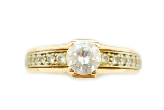 Gold wedding rings isolated on white background