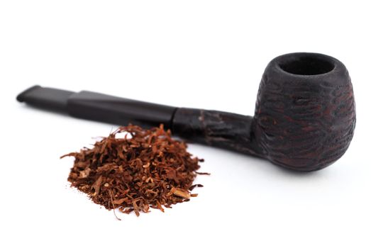 old pipe tobacco on a white background
