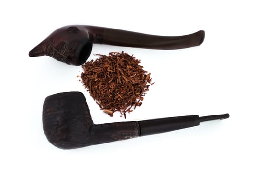 two old pipe tobacco on a white background