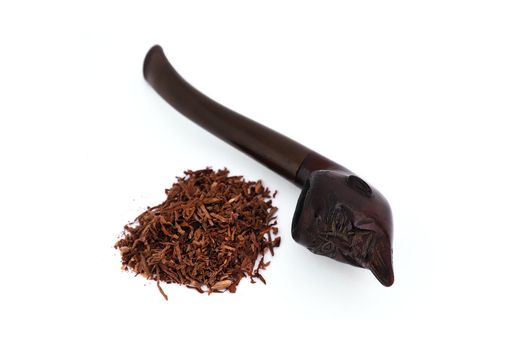 old pipe tobacco on a white background