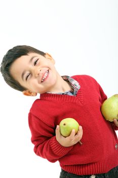 A child with two peers on white background