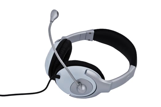 headphones with a microphone on a white background