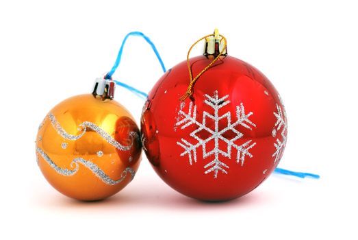 two Christmas ball on white background