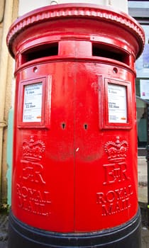 A wide angle view of a classic british post box