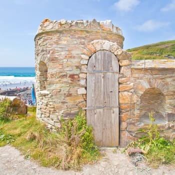 Old stone building at Trebarwith Strand in Cornwall, UK