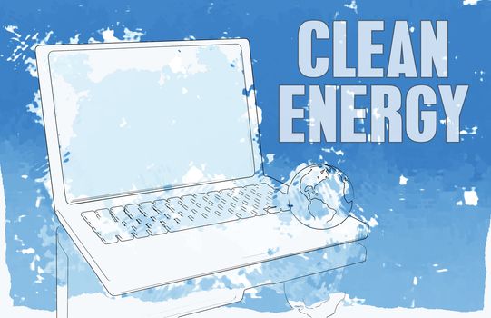 Clean Energy in Blue on Computer Power