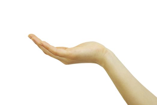 Empty businessman hand isolated on white