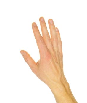 Extended hand for help on a white background