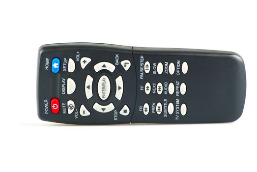 Black tv remote control isolated on white