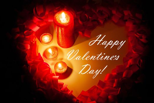 St. Valentine's day greeting background with four burning candles