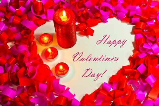 St. Valentine's day greeting background with four burning candles