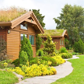 Nice wooden chalets in a rural setting