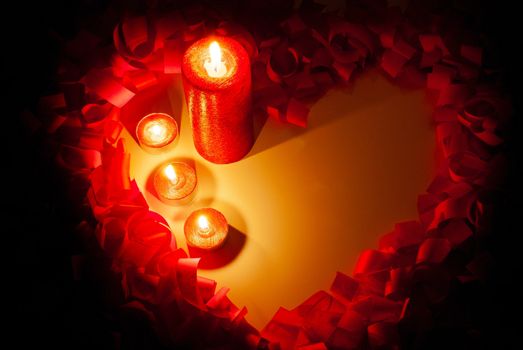 St. Valentine's day greeting background with four burning candles