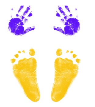hands and feet print illustration in different colours