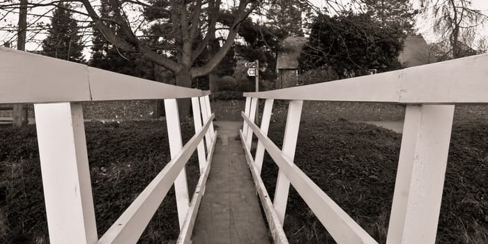 Striking white footbridge