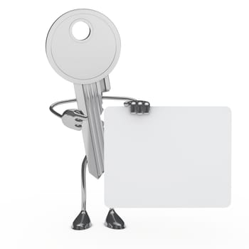 house key figure hold a white billboard
