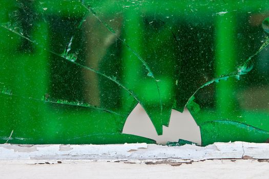 Green glass broken