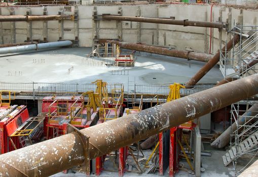 building under construction: the basement and foundation