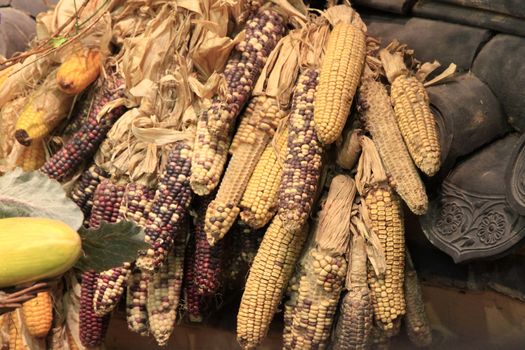 Korean Traditional House with corn and roof tiles.