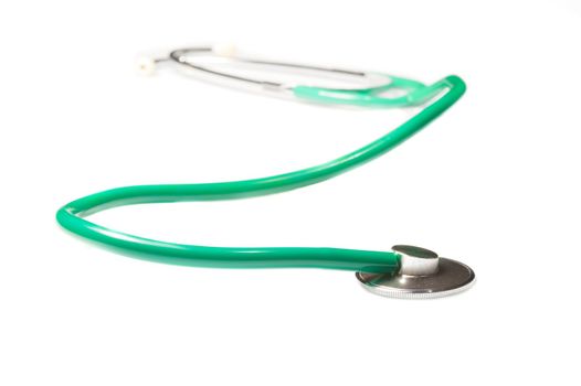 isolated green doctor stethoscope on white background