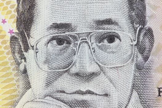 Macro photo of Ninoy Aquino 500 Philippine peso.