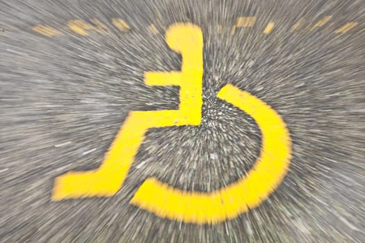 Yellow disabled sign with zoom effect