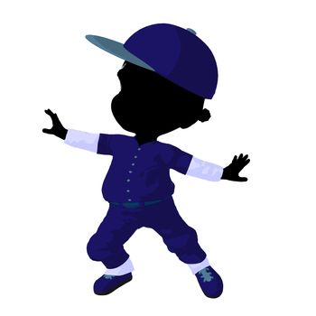 Little african american baseball girl on a white background