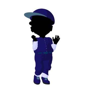 Little african american baseball girl on a white background