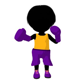 Little boxer girl on a white background