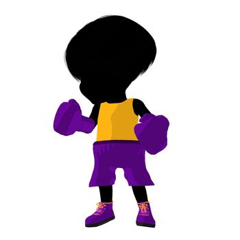 Little boxer girl on a white background