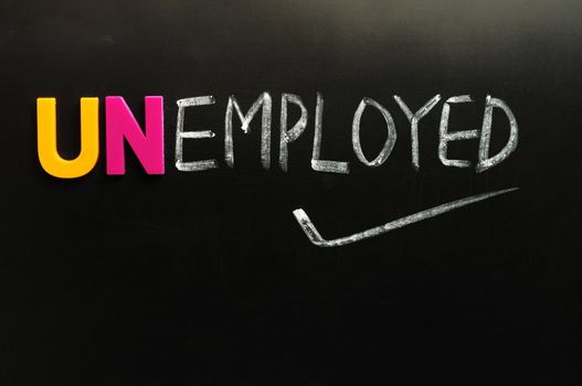 Employed and unemployed concept on a blackboard