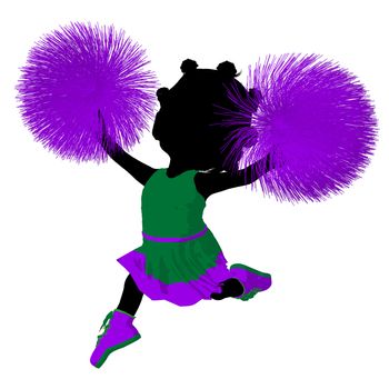 Little african american cheer girl on a white background